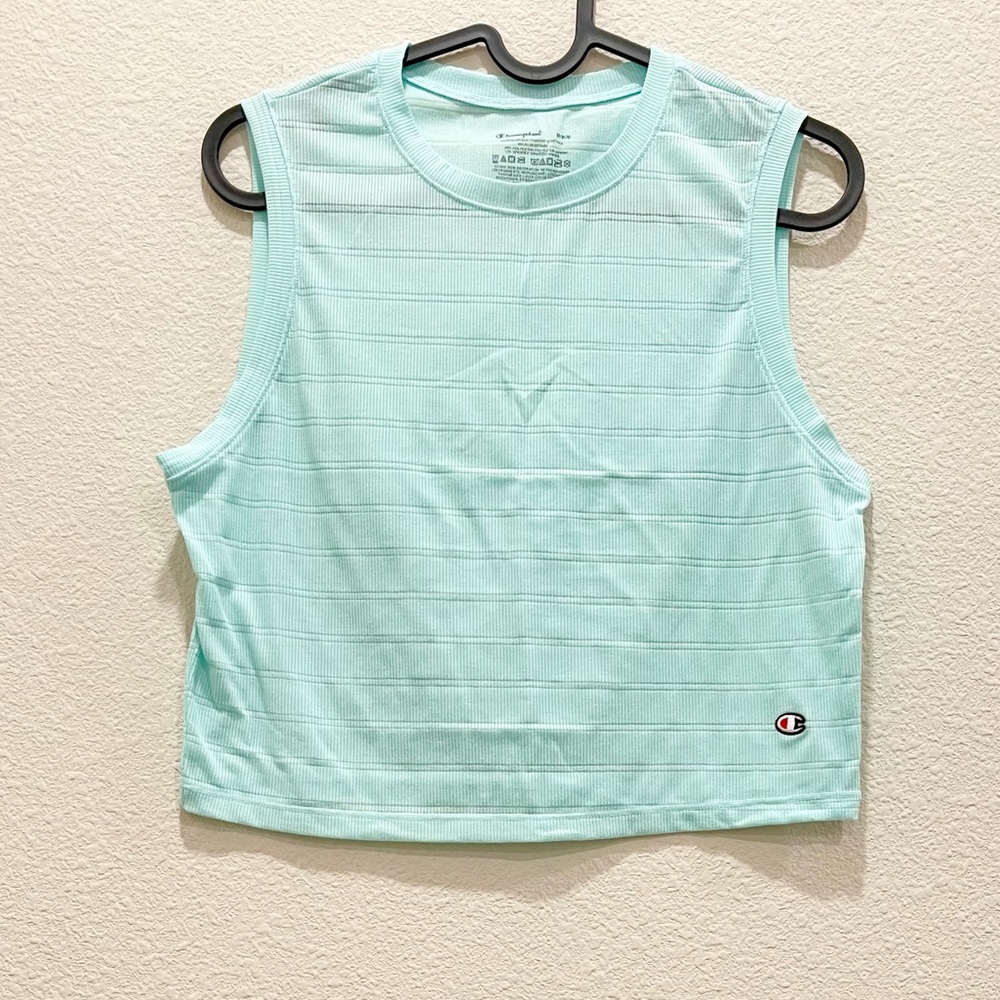 Pre-loved! CHAMPION Teal Sheer Tank Crop Top!